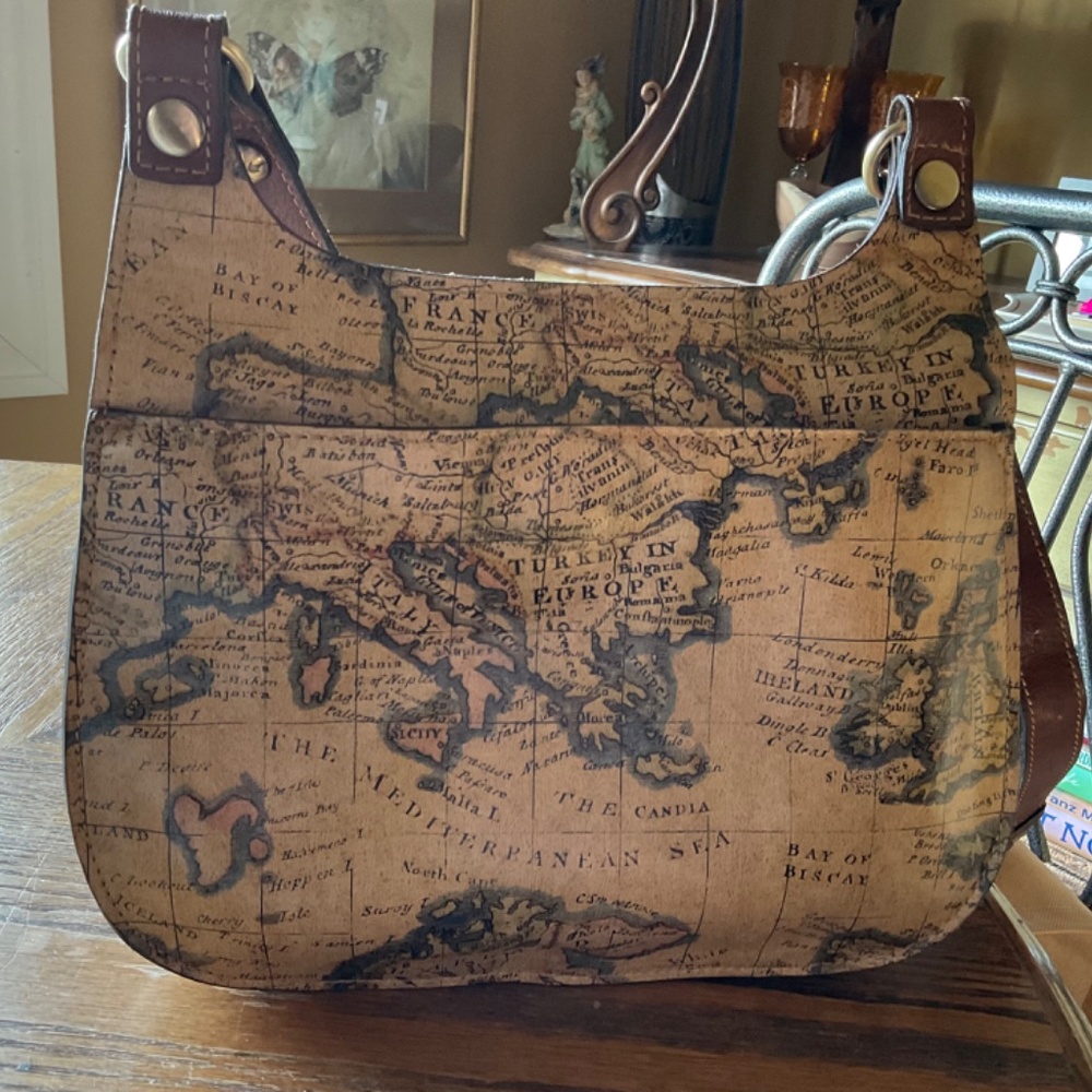 Patricia Nash Saddle Bag European Maps Handbag Gem